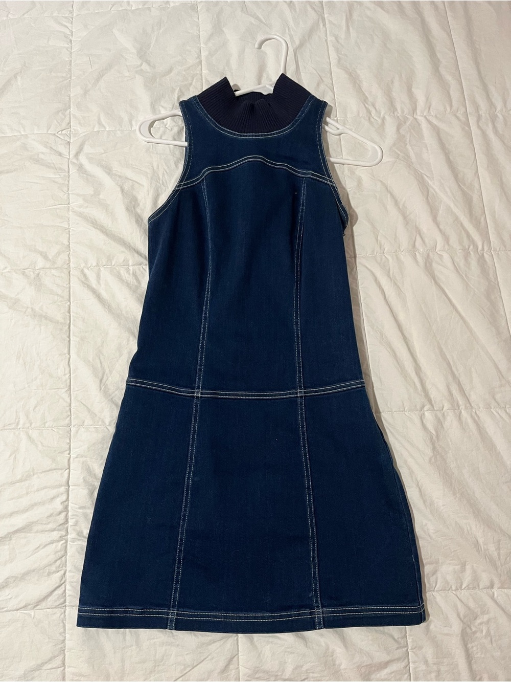 Anthropologie Pilcro Sleeveless Dark Navy Denim Form Fitting Dress